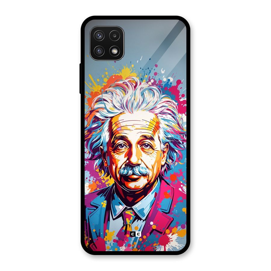 Einstein illustration Glass Back Case for Galaxy A22 5G