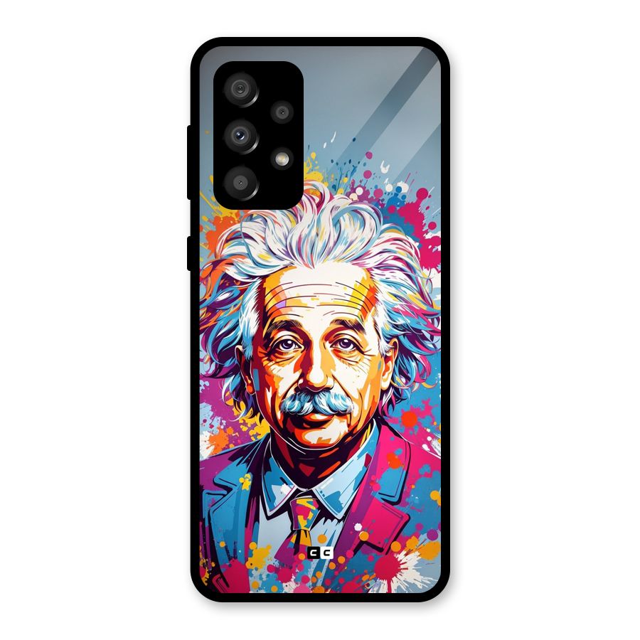 Einstein illustration Glass Back Case for Galaxy A32