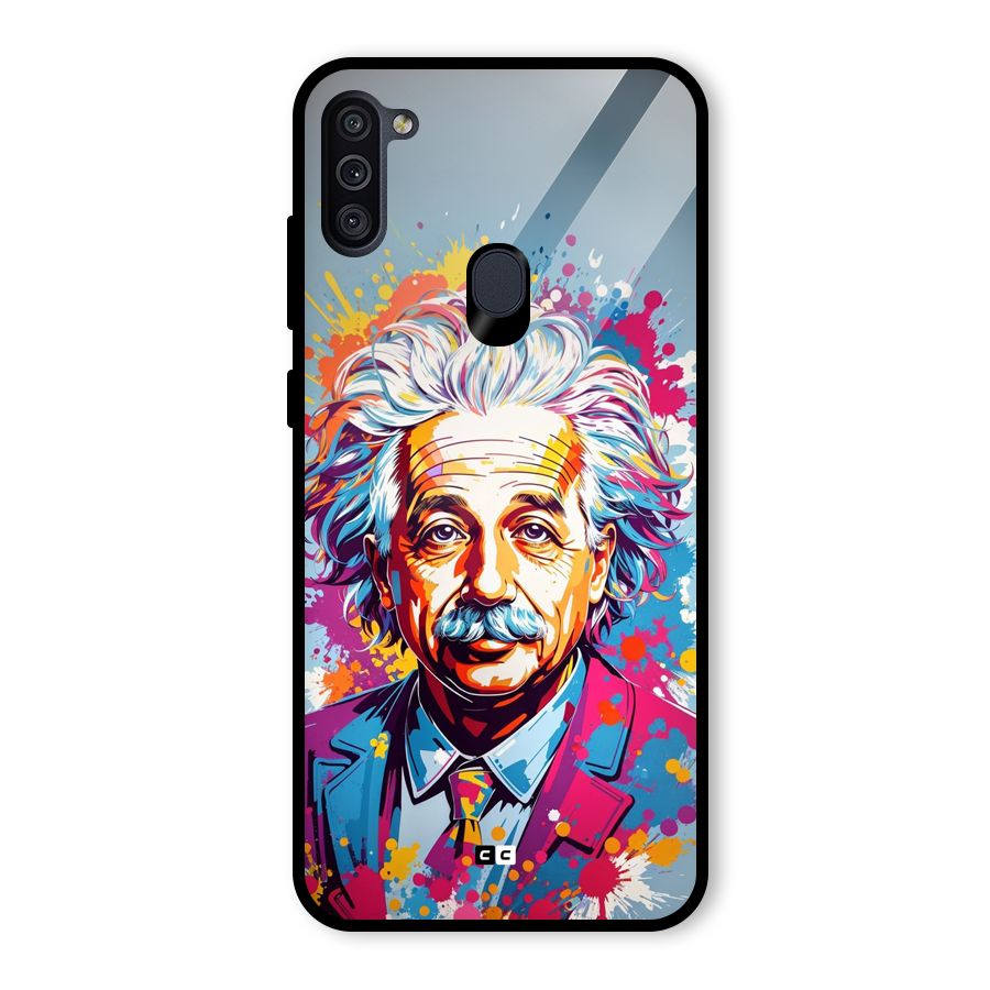 Einstein illustration Glass Back Case for Galaxy M11