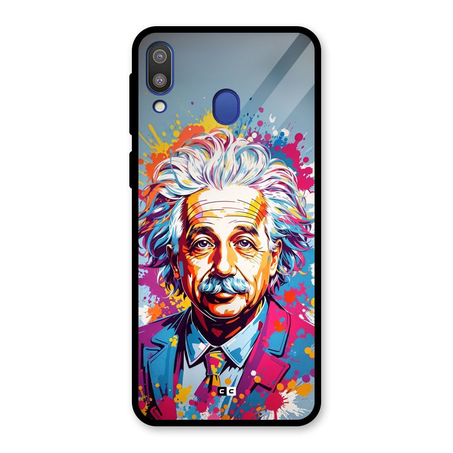 Einstein illustration Glass Back Case for Galaxy M20