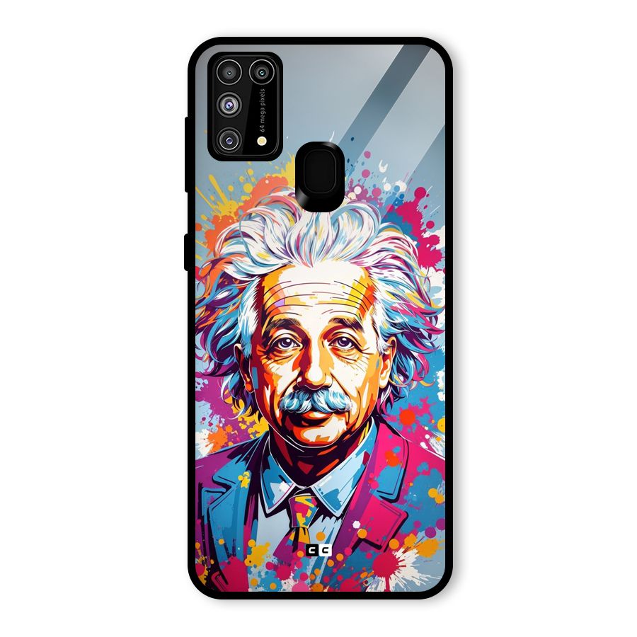 Einstein illustration Glass Back Case for Galaxy M31