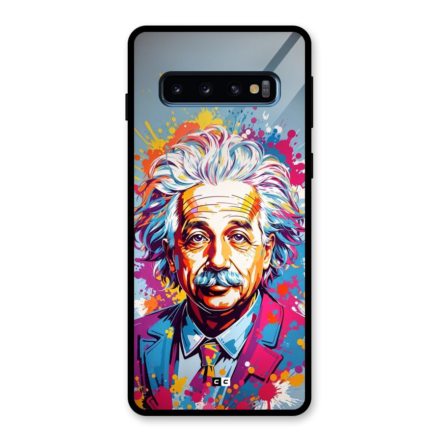 Einstein illustration Glass Back Case for Galaxy S10
