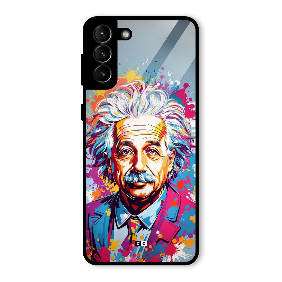 Einstein illustration Glass Back Case for Galaxy S21 Plus