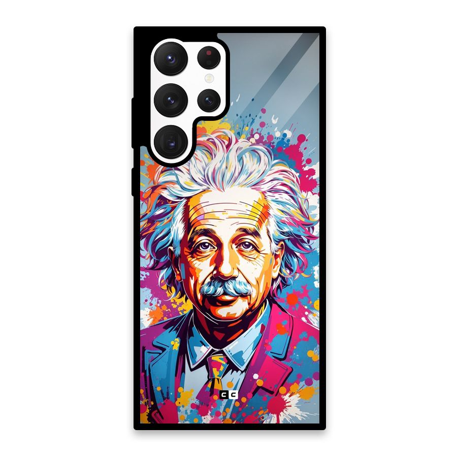 Einstein illustration Glass Back Case for Galaxy S22 Ultra 5G
