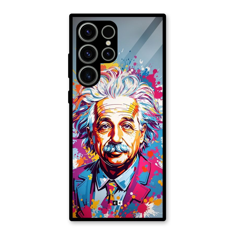 Einstein illustration Glass Back Case for Galaxy S23 Ultra