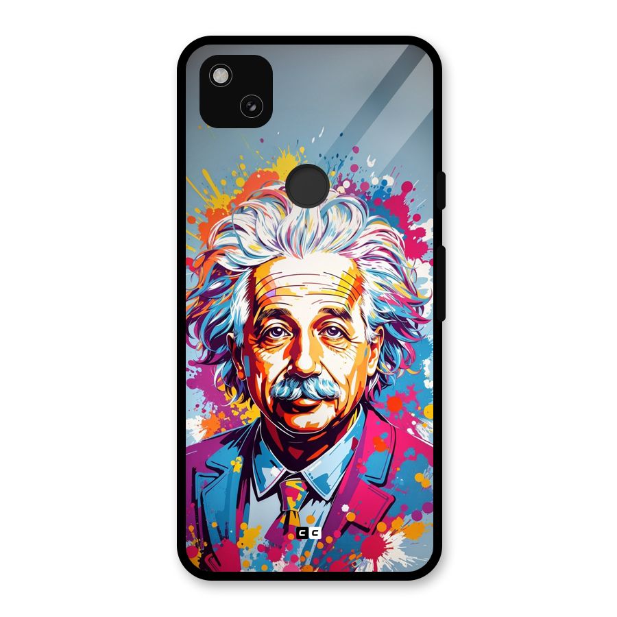 Einstein illustration Glass Back Case for Google Pixel 4a