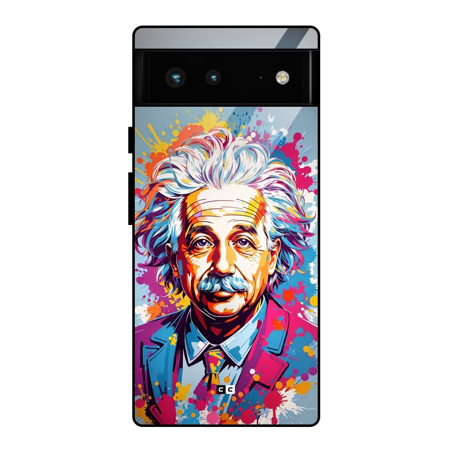 Einstein illustration Glass Back Case for Google Pixel 6