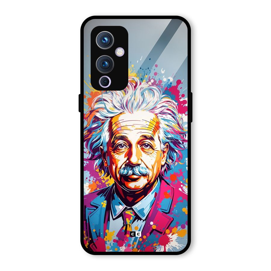 Einstein illustration Glass Back Case for OnePlus 9
