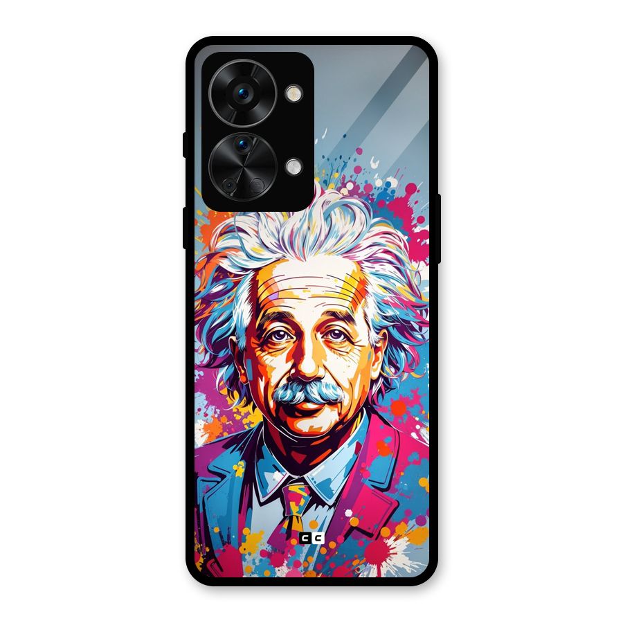 Einstein illustration Glass Back Case for OnePlus Nord 2T