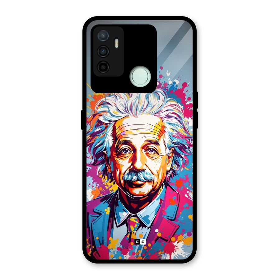 Einstein illustration Glass Back Case for Oppo A53