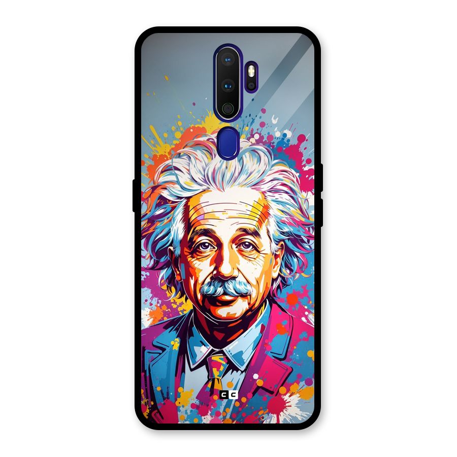 Einstein illustration Glass Back Case for Oppo A9 (2020)