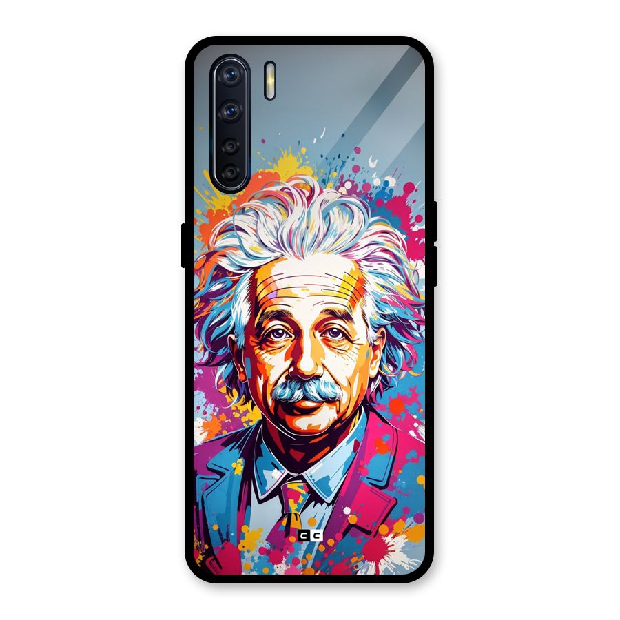 Einstein illustration Glass Back Case for Oppo F15