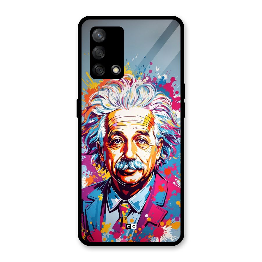 Einstein illustration Glass Back Case for Oppo F19