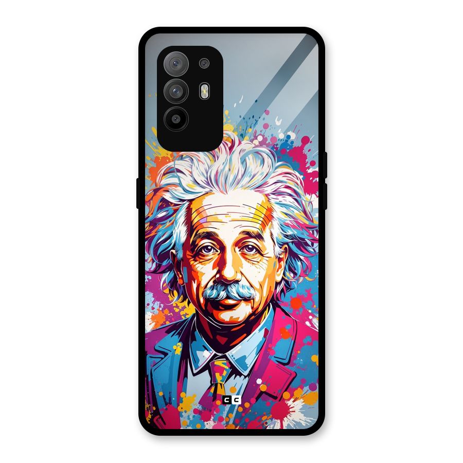 Einstein illustration Glass Back Case for Oppo F19 Pro Plus 5G