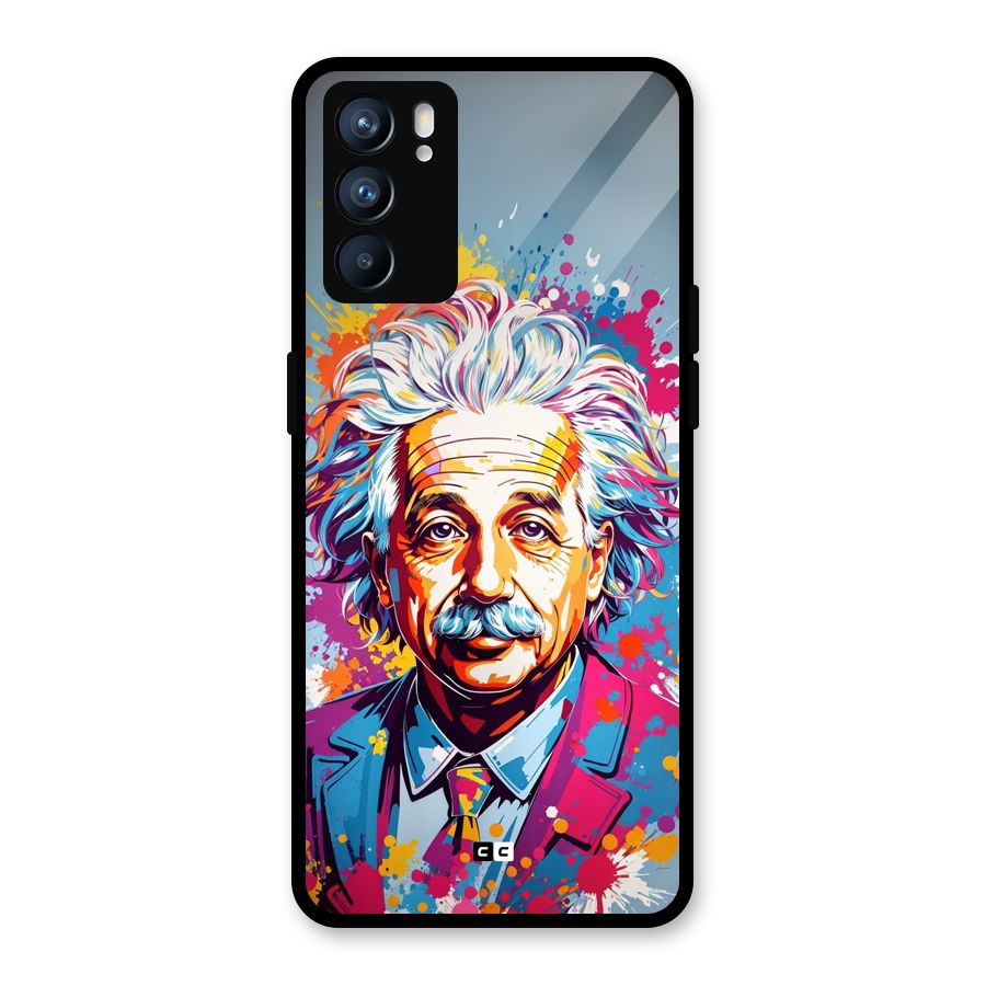 Einstein illustration Glass Back Case for Oppo Reno6 5G