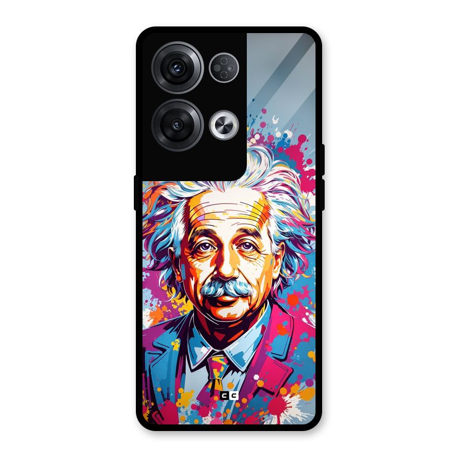 Einstein illustration Glass Back Case for Oppo Reno8 Pro 5G