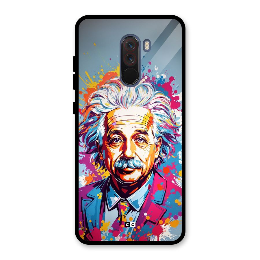 Einstein illustration Glass Back Case for Poco F1