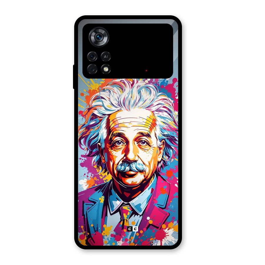 Einstein illustration Glass Back Case for Poco X4 Pro 5G