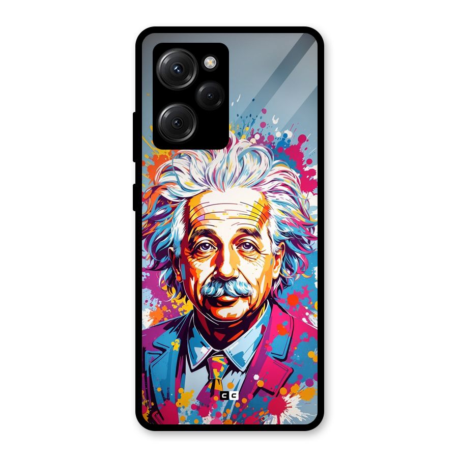 Einstein illustration Glass Back Case for Poco X5 Pro