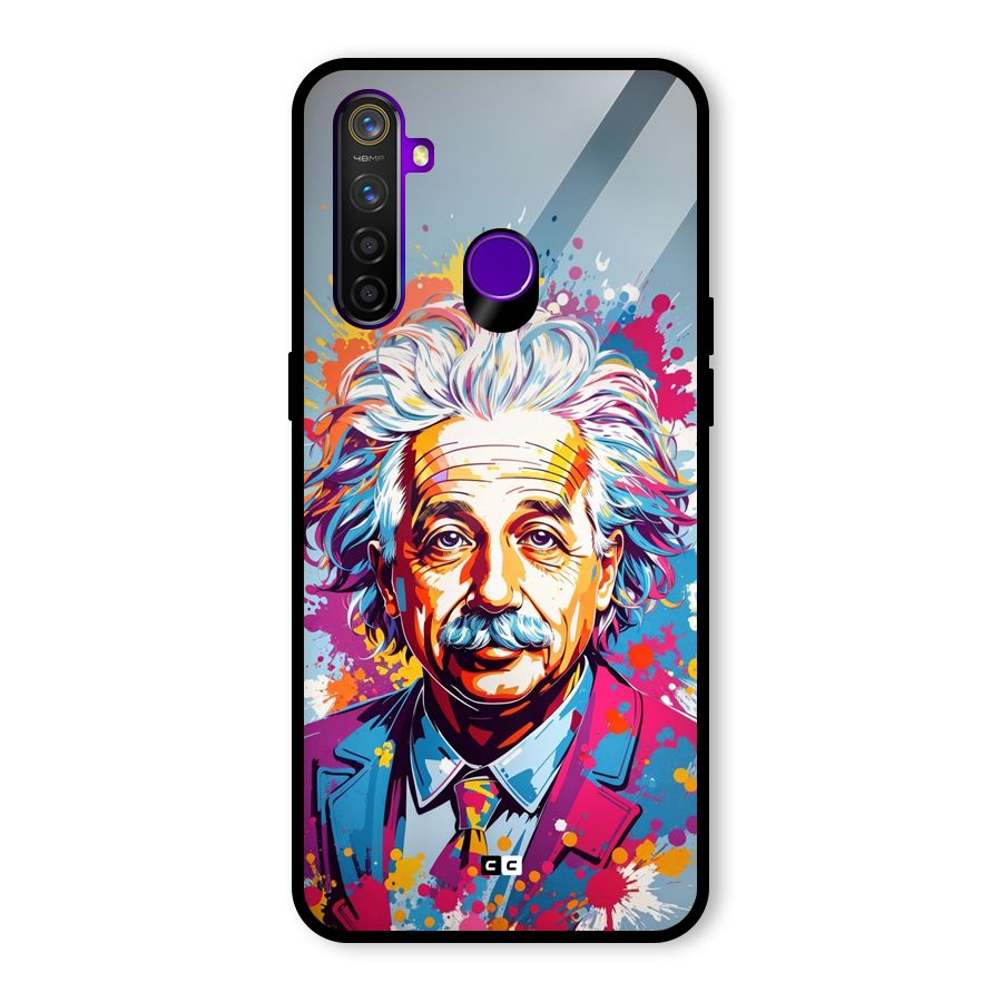 Einstein illustration Glass Back Case for Realme 5 Pro