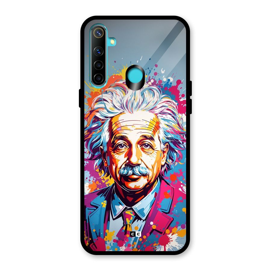 Einstein illustration Glass Back Case for Realme 5i