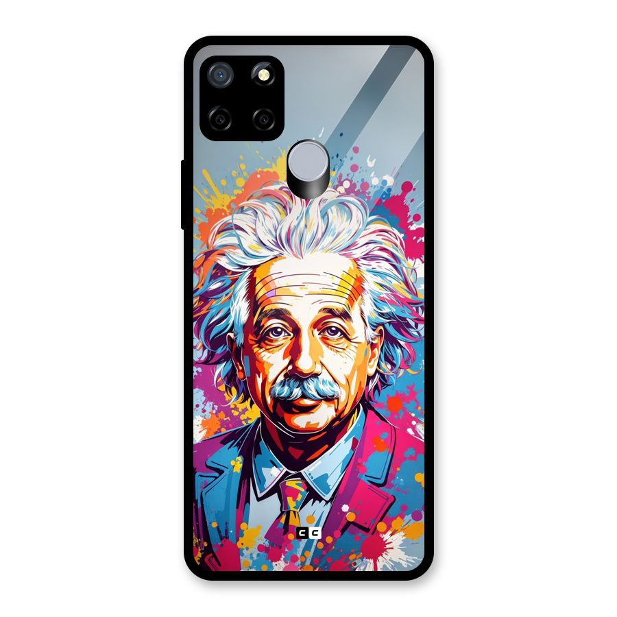 Einstein illustration Glass Back Case for Realme Narzo 30A