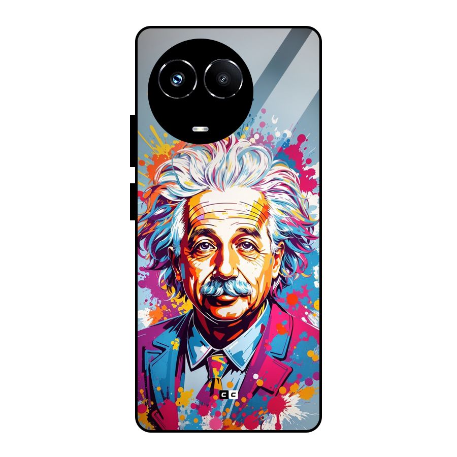 Einstein illustration Glass Back Case for Realme Narzo 60X