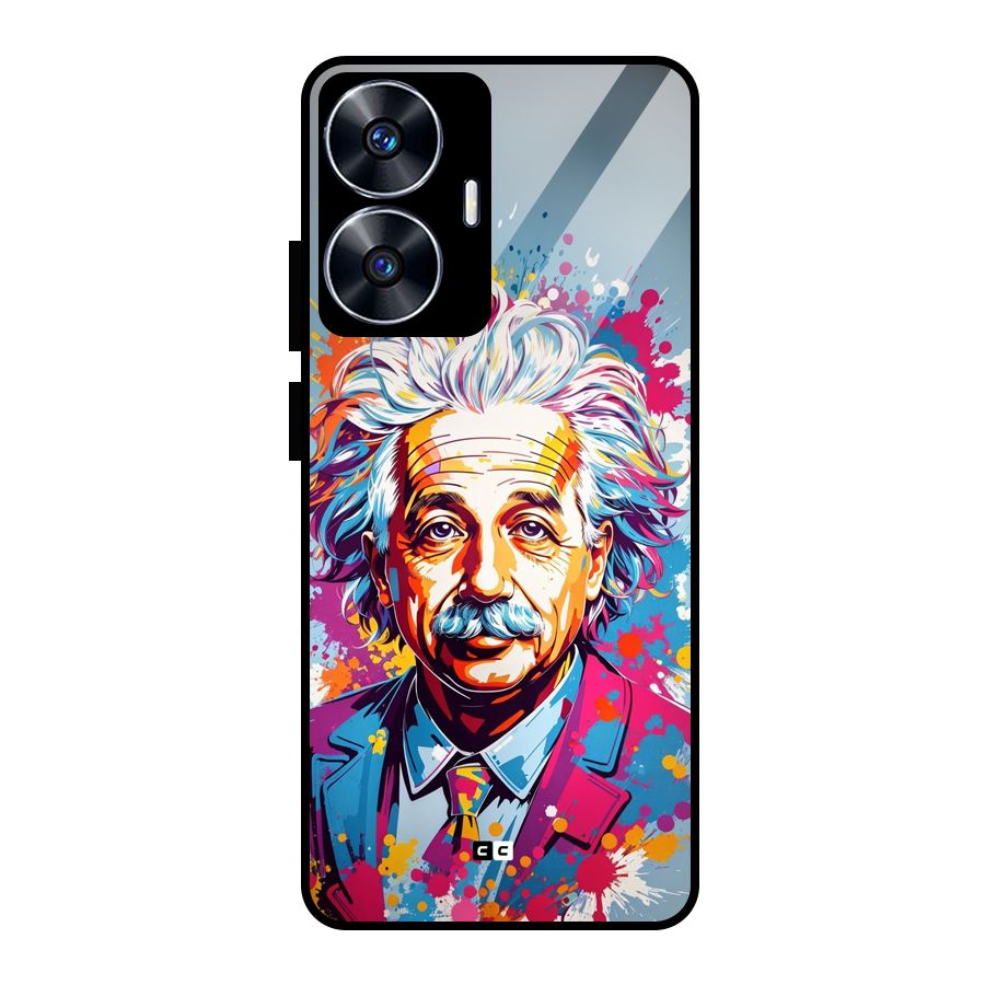 Einstein illustration Glass Back Case for Realme Narzo N55
