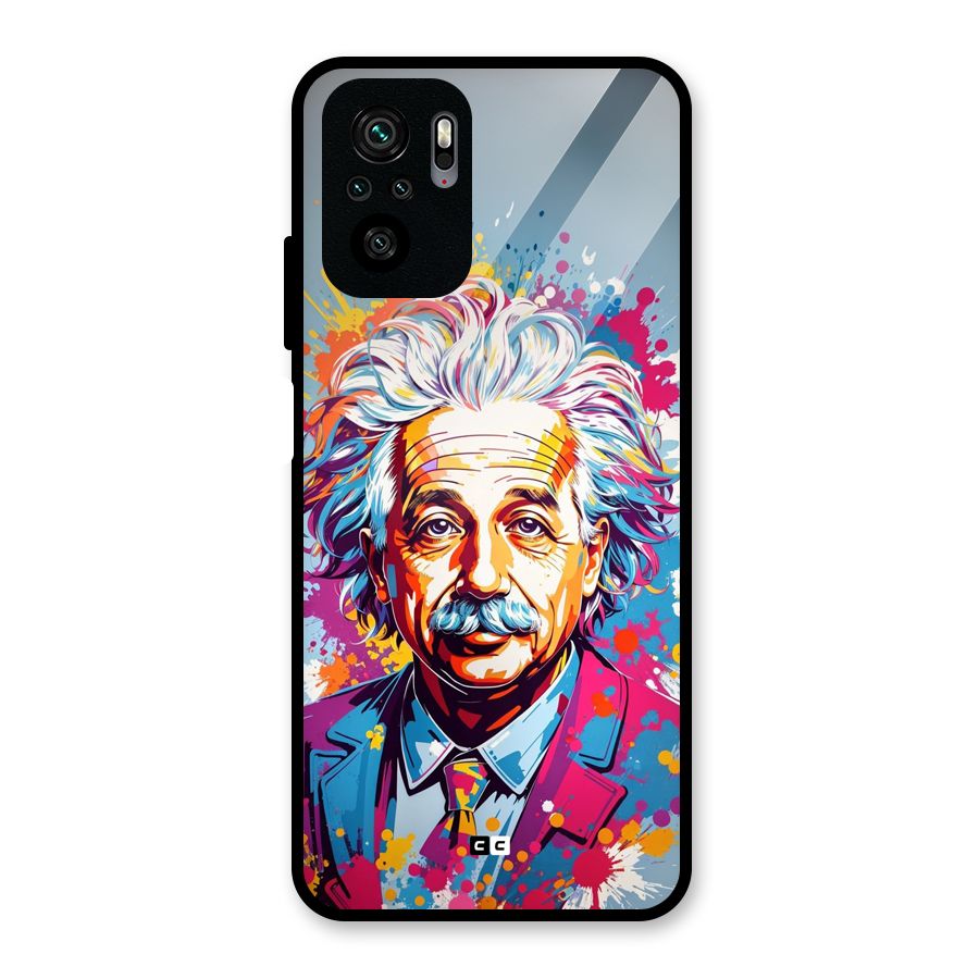 Einstein illustration Glass Back Case for Redmi Note 10S