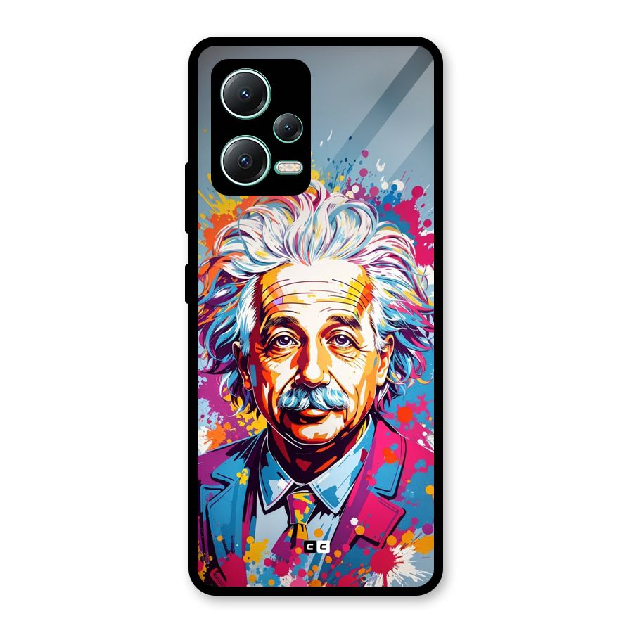 Einstein illustration Glass Back Case for Redmi Note 12 5G