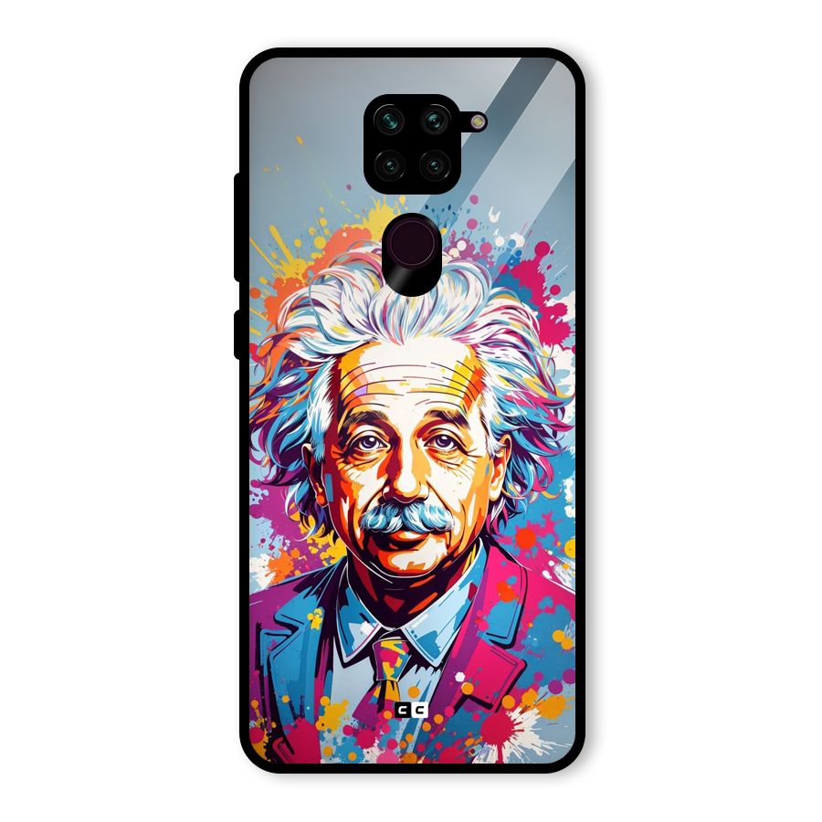 Einstein illustration Glass Back Case for Redmi Note 9