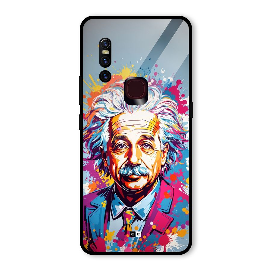 Einstein illustration Glass Back Case for Vivo V15