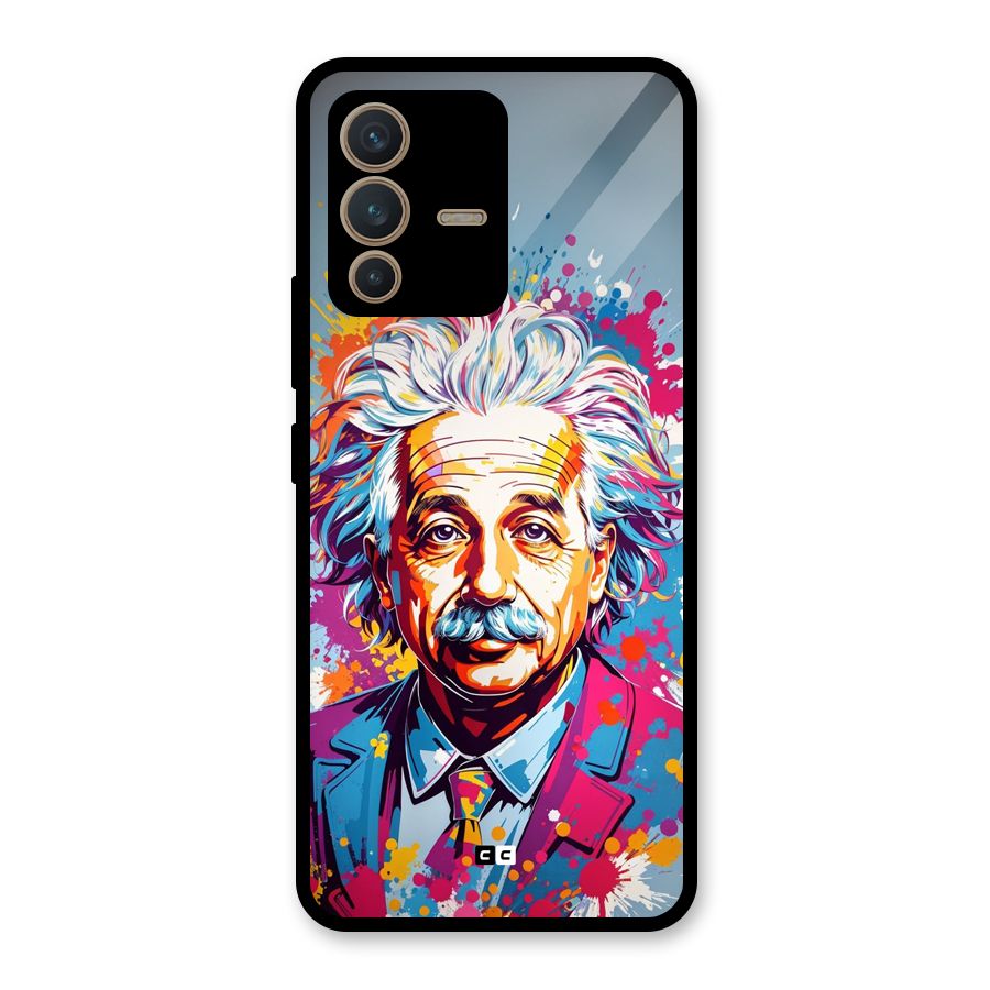 Einstein illustration Glass Back Case for Vivo V23 5G