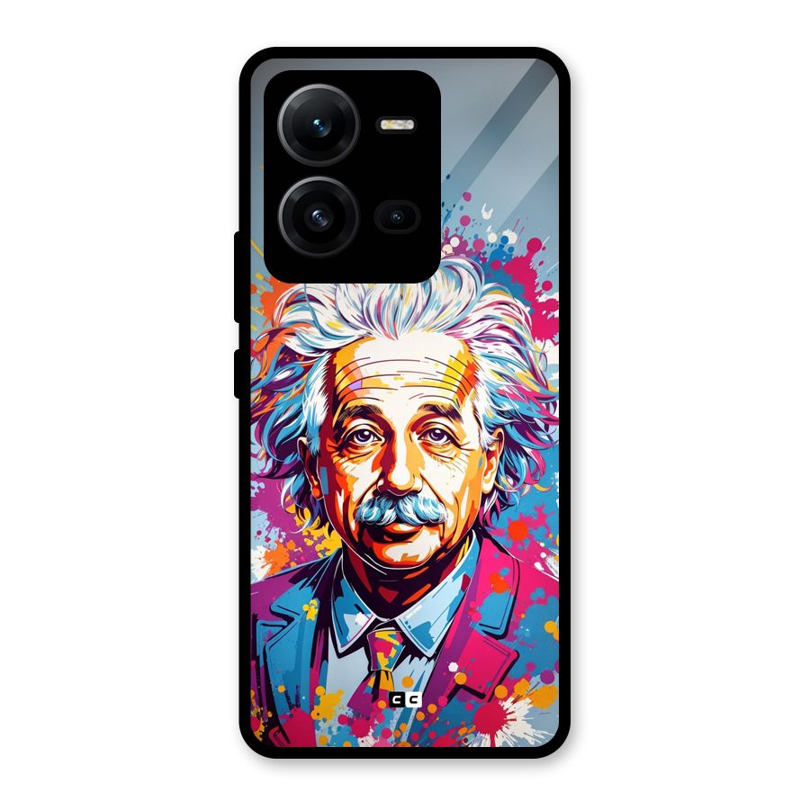 Einstein illustration Glass Back Case for Vivo V25