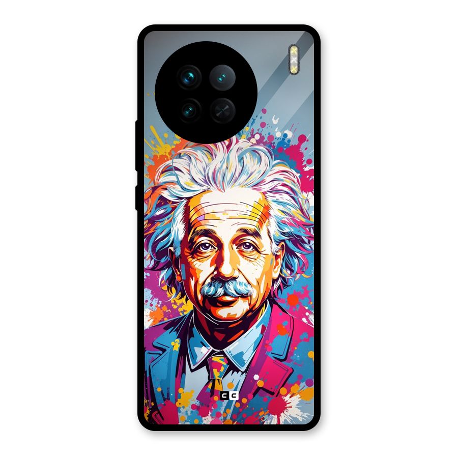 Einstein illustration Glass Back Case for Vivo X90