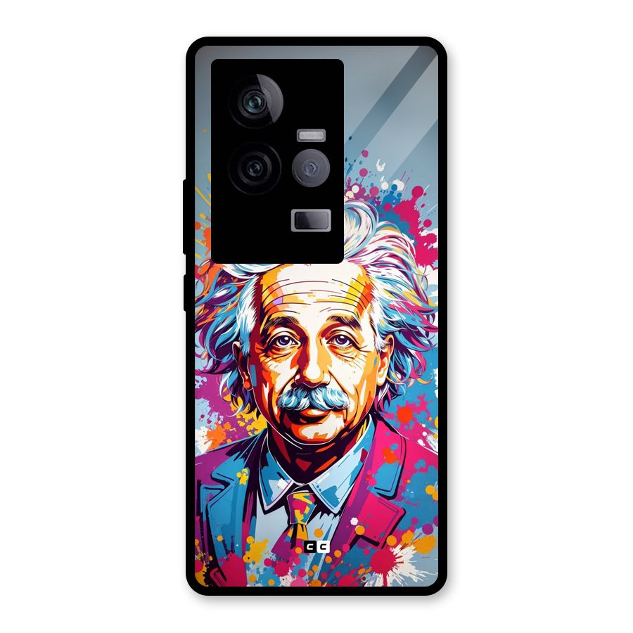 Einstein illustration Glass Back Case for Vivo iQOO 11 5G