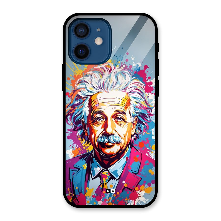 Einstein illustration Glass Back Case for iPhone 12 Mini