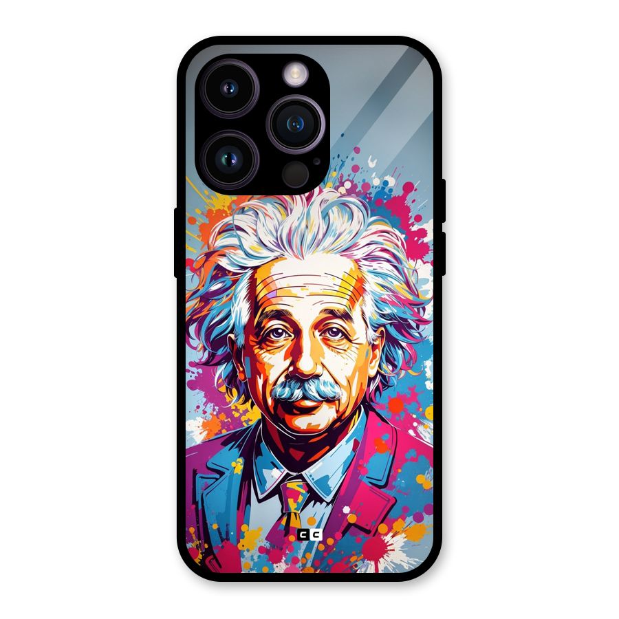 Einstein illustration Glass Back Case for iPhone 14 Pro