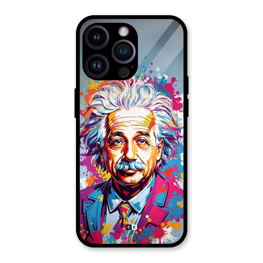 Einstein illustration Glass Back Case for iPhone 14 Pro Max
