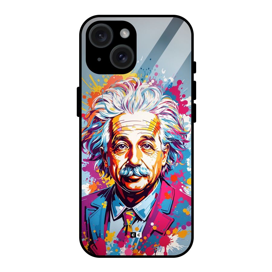 Einstein illustration Glass Back Case for iPhone 15