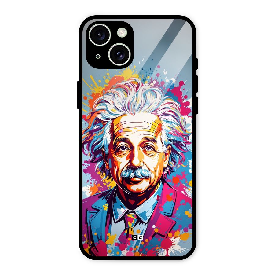 Einstein illustration Glass Back Case for iPhone 15 Plus