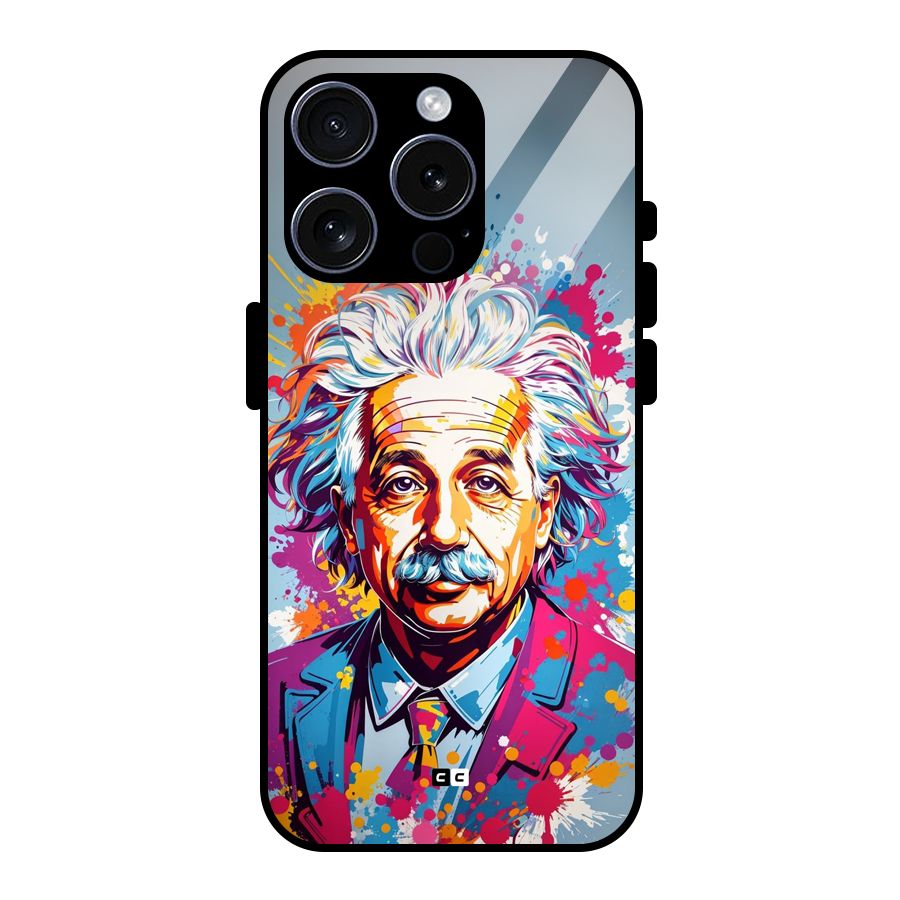 Einstein illustration Glass Back Case for iPhone 15 Pro