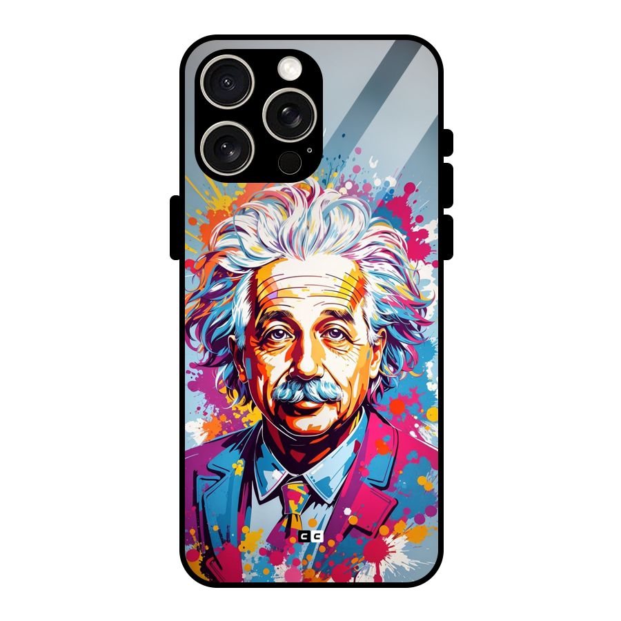 Einstein illustration Glass Back Case for iPhone 15 Pro Max