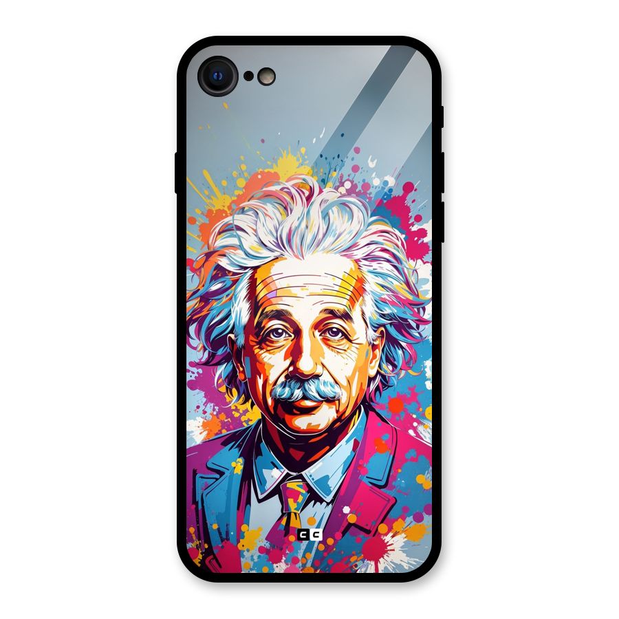 Einstein illustration Glass Back Case for iPhone SE 2022