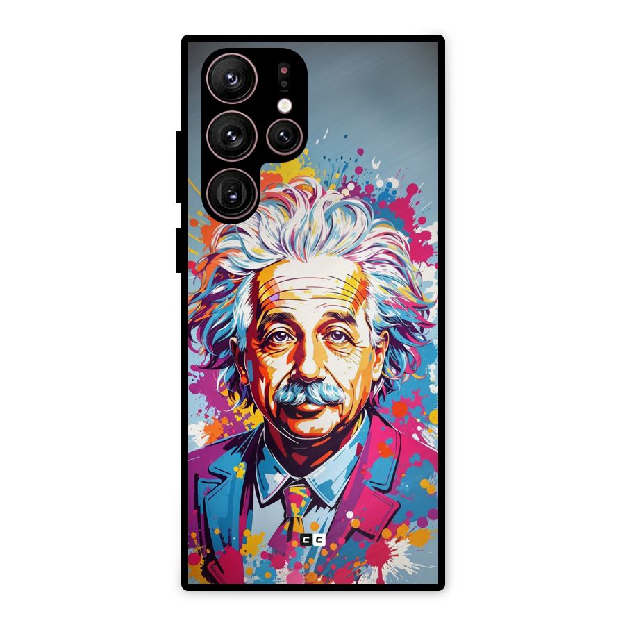 Einstein illustration Metal Back Case for Galaxy S22 Ultra 5G