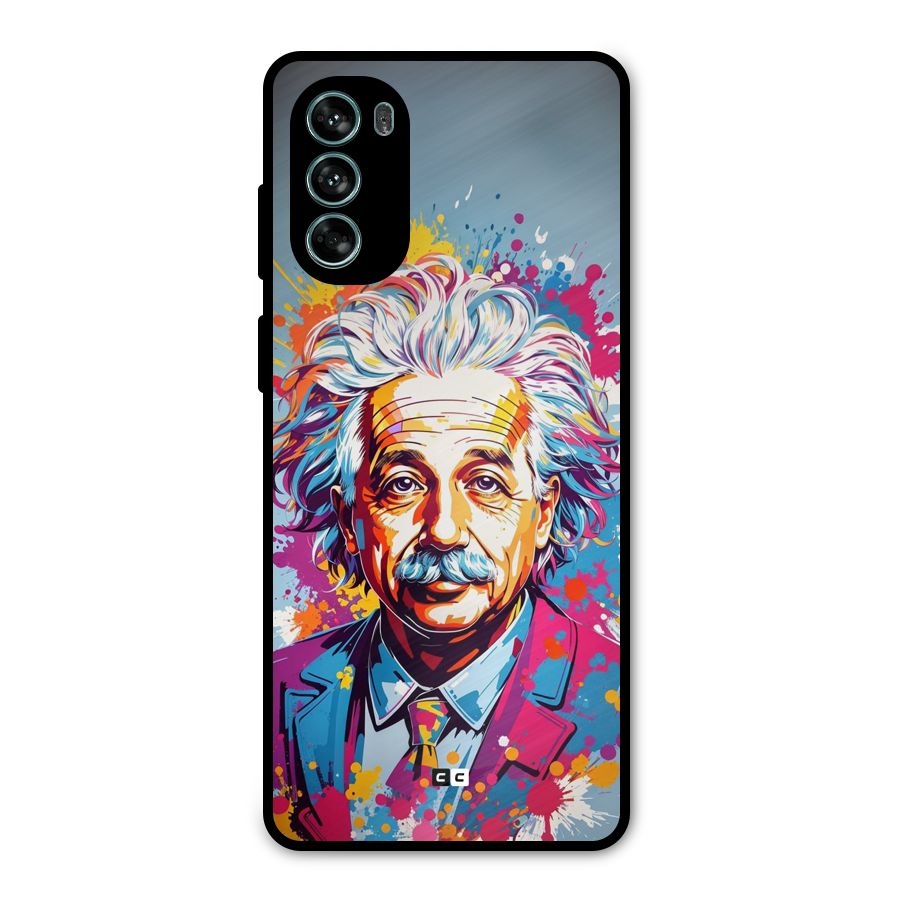 Einstein illustration Metal Back Case for Moto G62