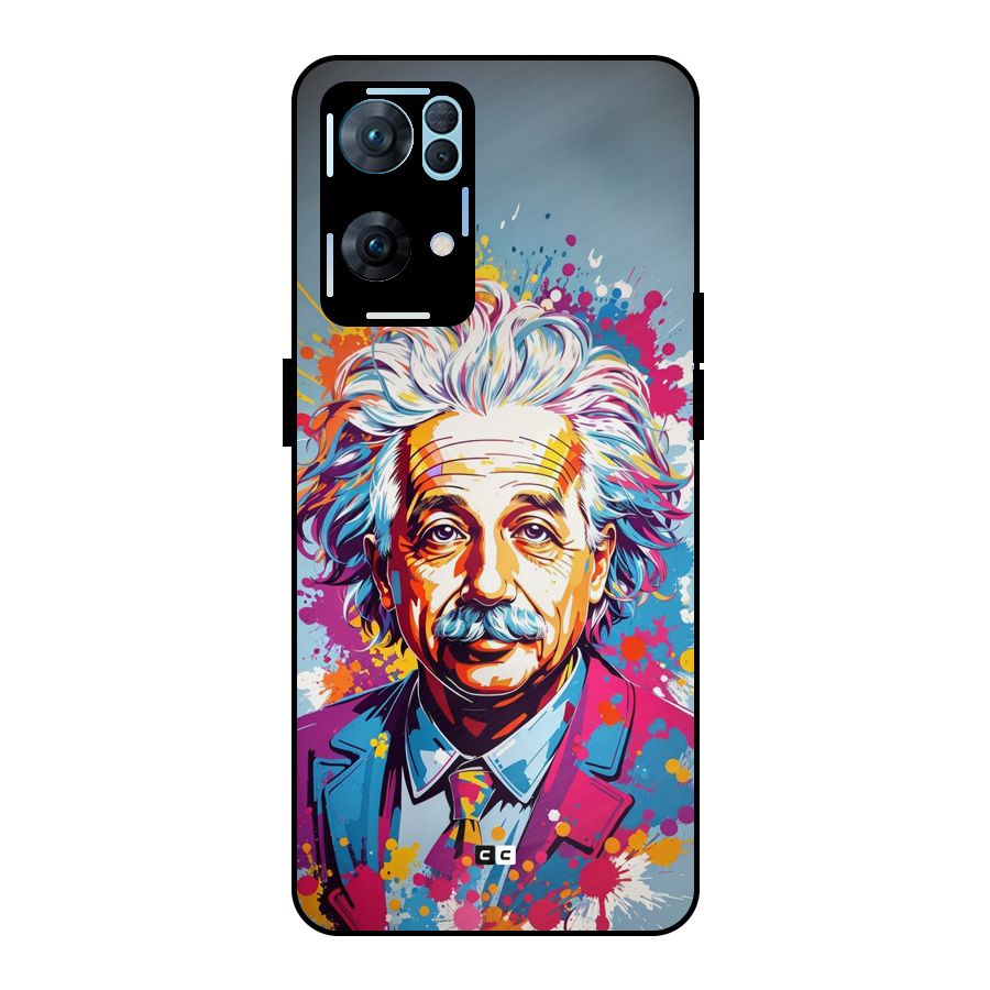Einstein illustration Metal Back Case for Oppo Reno7 Pro 5G