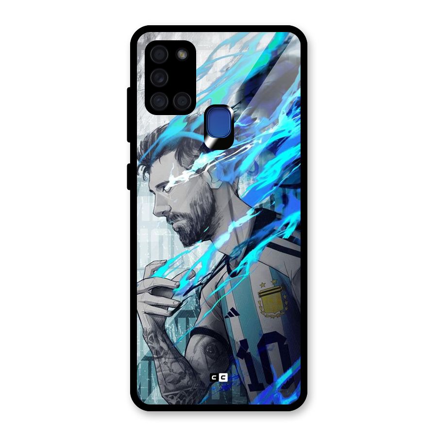 Electrifying Soccer Star Glass Back Case for Galaxy A21s