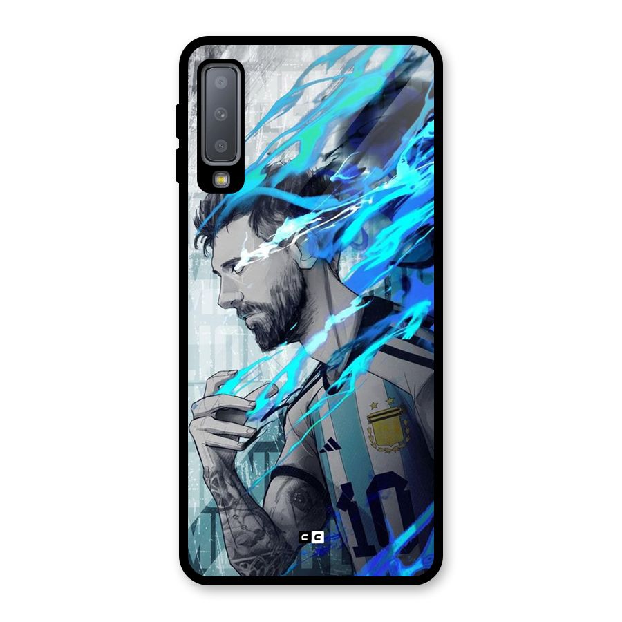 Electrifying Soccer Star Glass Back Case for Galaxy A7 (2018)