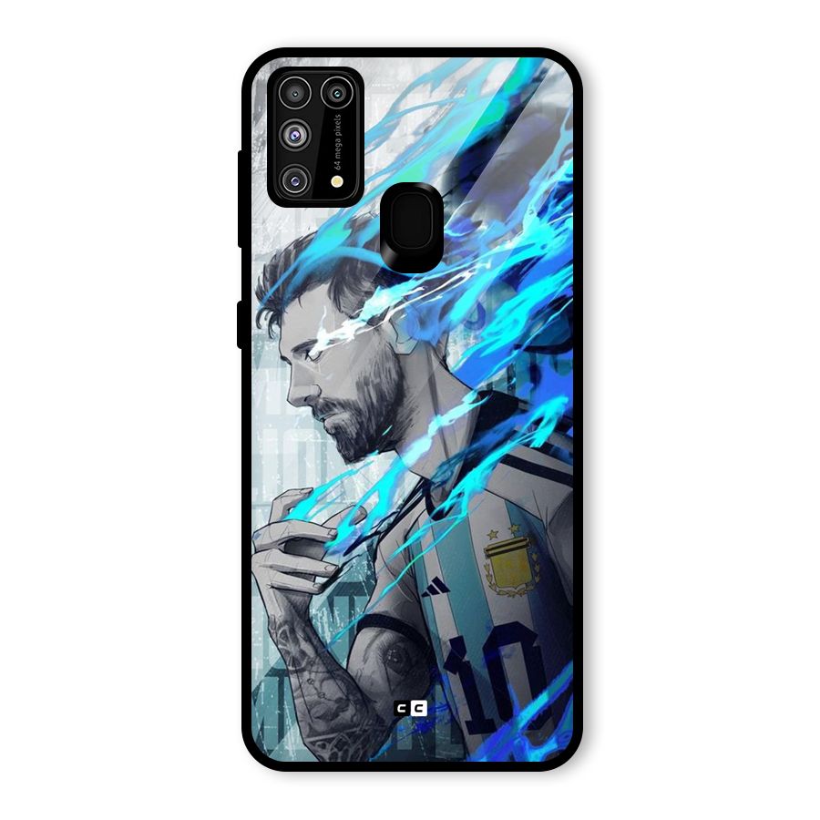 Electrifying Soccer Star Glass Back Case for Galaxy F41